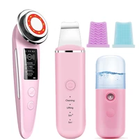 ultrasonic skin scrubber pore cleaner ems led light therapy face ance pimple removalwrinkles facial lifting nano facial sprayer