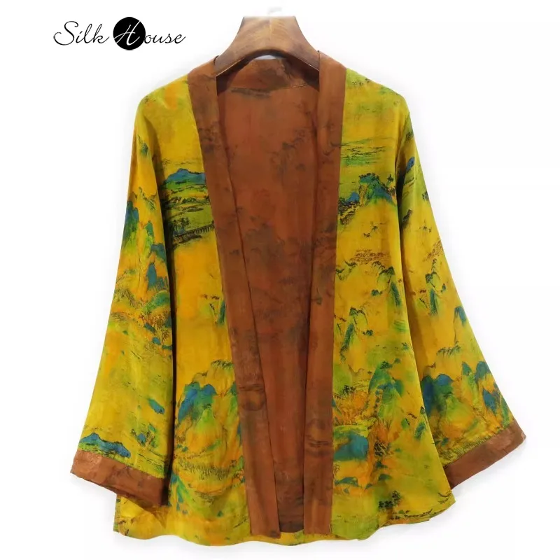 Qianli Jiangshan в китайском стиле 100% натуральный шелковый шелк HuaLuo шаль из пряжи Red Cloud