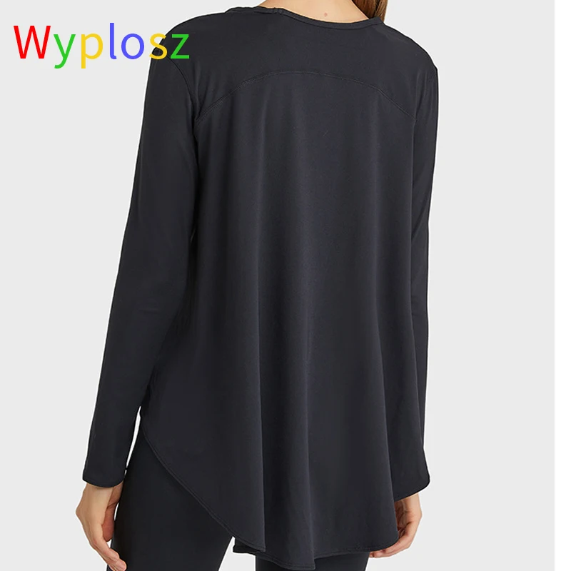Wyplosz Solid Color Yoga Long Shirts Exercise Workout Running Fitness Quick Drying Sexy Items Fold Ventilation Gym Winter Loose