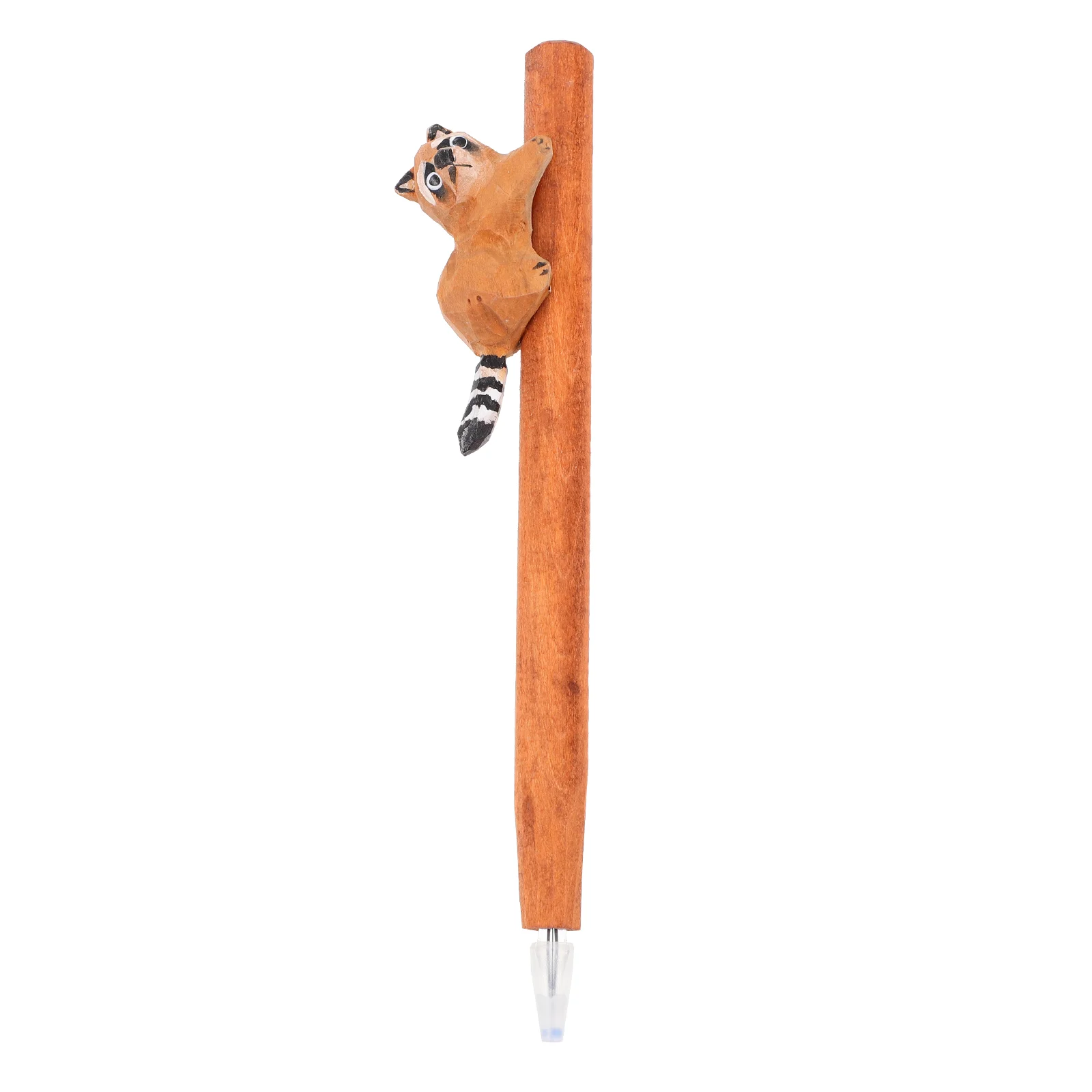 

Pen Pens Ballpoint Point Writing Kids Raccoon Toy Party Decorative Wood Prop Student Animals Decoration Wooden Portable Carving