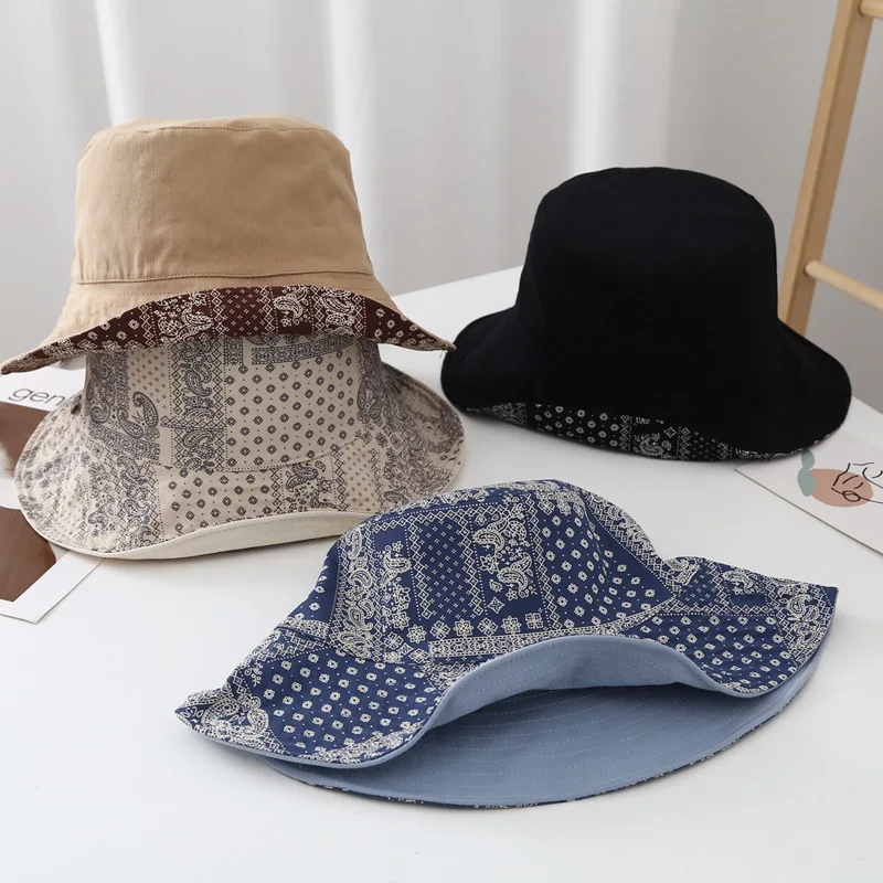 

Spring and Summer New Retro Internet Hot Paisley Reversible Fisherman Hat Men's and Women's Dark Trendy All-Matching Sun-Proof T