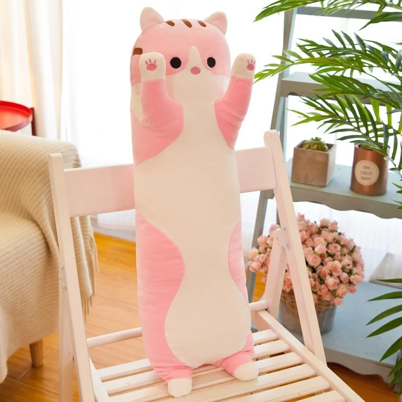 Фото Симпатичная мягкая длинная подушка для кошки плюшевые игрушки набивная Подушка