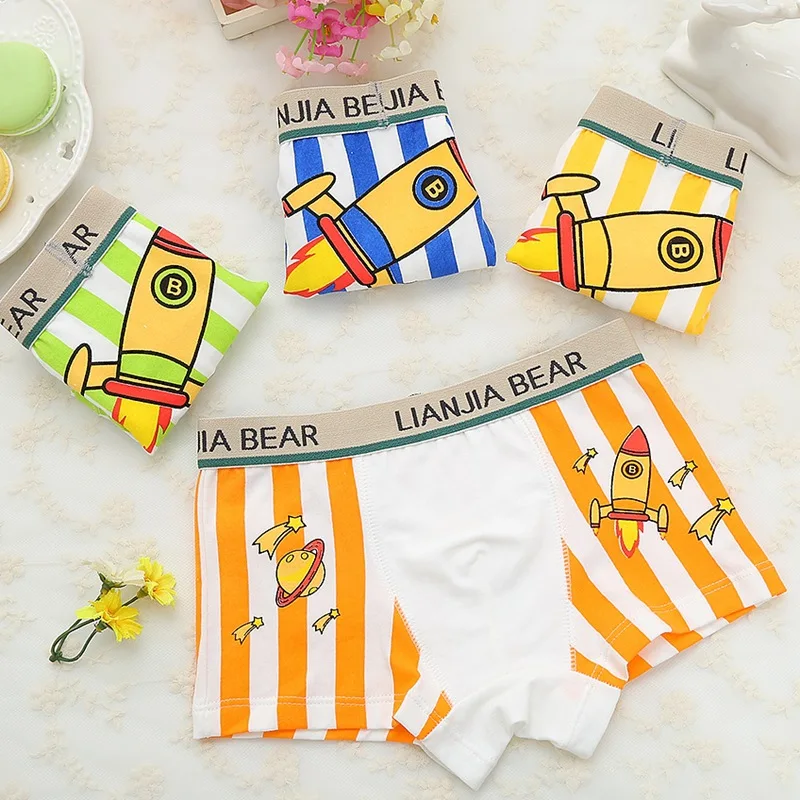 4pcs/lot Soft Cotton Boxers Underwear Boys Panties Children's Shorts Cute Breathable Baby Briefs Underpants Kids Teenager Panty