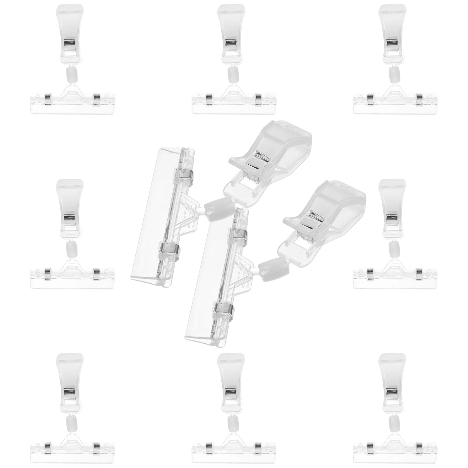 

10 Pcs Universal Advertising Folder Clear Sign Clips Plastic Tags Display Stand Merchandise Holders Swivel Price Poster Rack