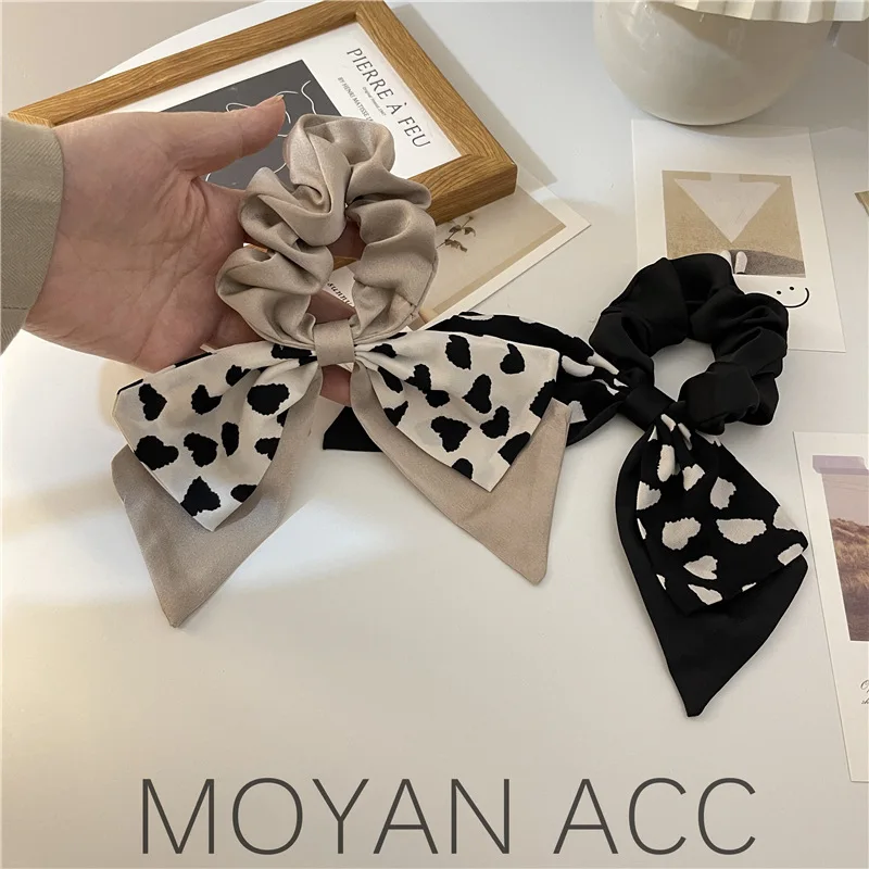 

Awesome Cow Love Ribbon Large Intestine Hair Band Female Elegant Bowknot Headband Temperament Wild Hair Rubber Band Hair Rope