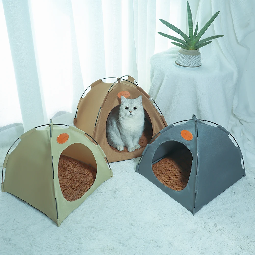

Dog Tent New Waterproof Canvas Pet House Enclosed Cat Bed Indoor Folding Kennels Cozy Kitty Nest Portable Cute Animal Products