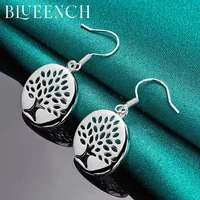 blueench 925 sterling silver round cutout earrings for women engagement wedding party simple fashion jewelry