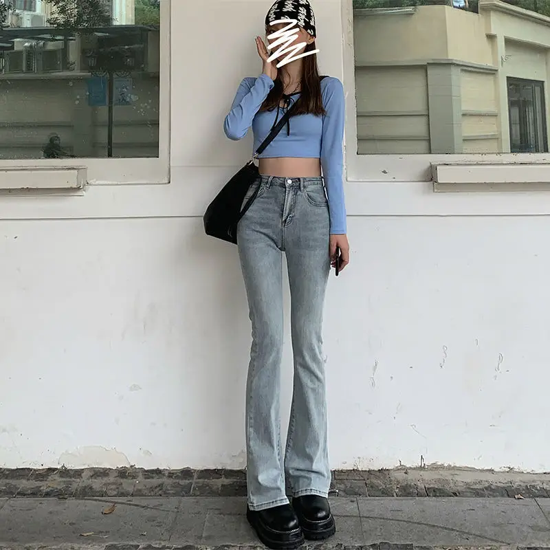 High Waist Loose Comfortable Jeans for Women Wide Leg Pants Elastic Fashion Boyfriend Style Denim Pants Trousers Streetwear