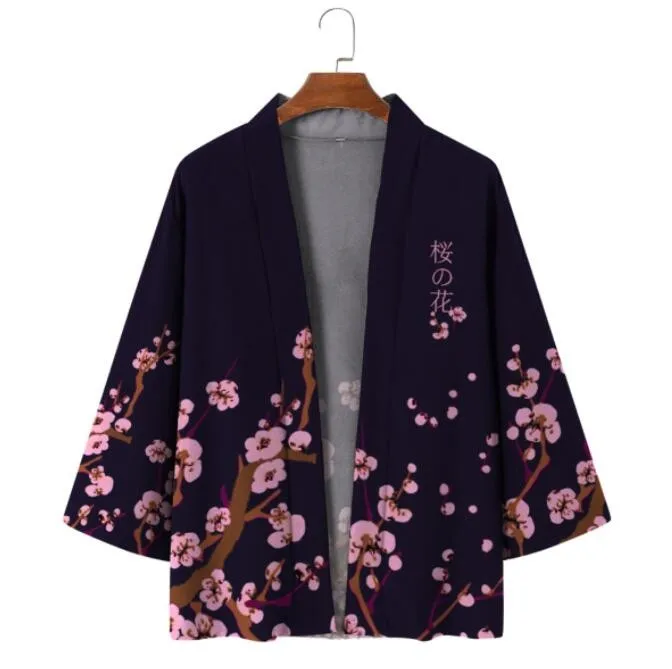 Traditional Chinese Men Full Sleeve Shirts  Spring Autumn New Print Crane Kimono Robe Casual Loose Home Bathrobe Coat S-XXL