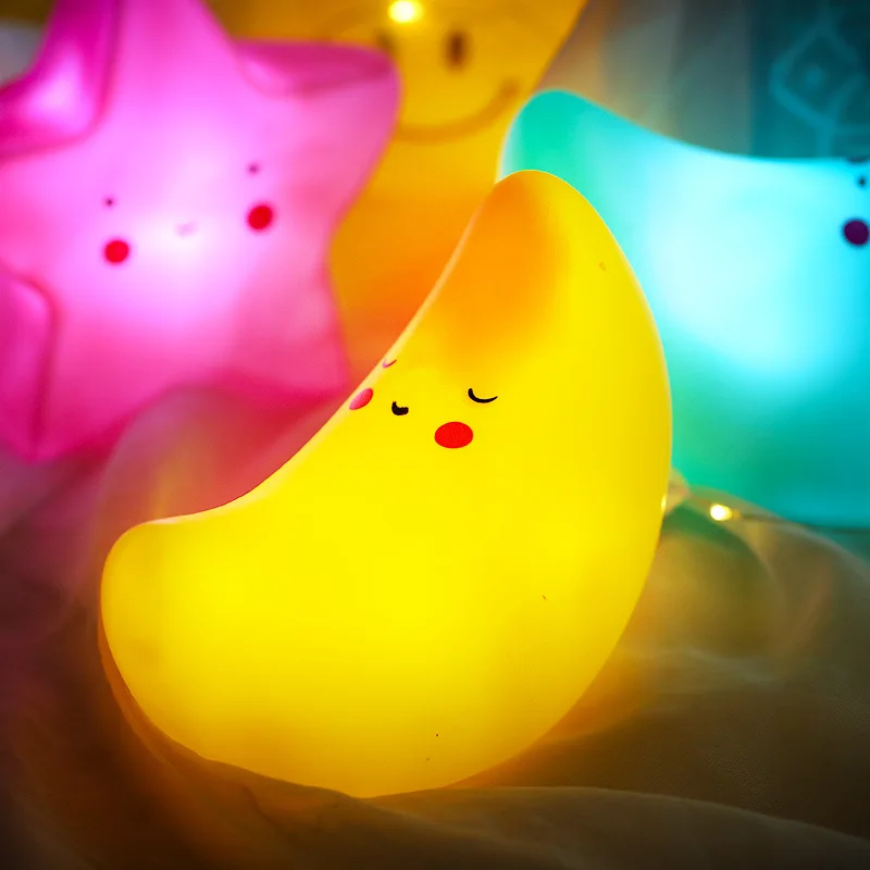 

Фонарики, ночники, Мультяшные луна, звезда, фламинго, прикроватная лампа с теплым сном для детей, украшение для спальни, светящиеся новые игрушки, единорог