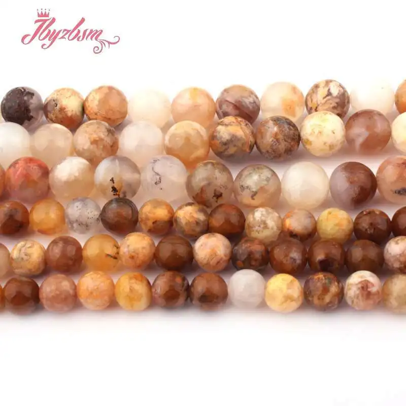 Round Smooth Yellow Gold Wire Agates Natural Stone Spacer Beads for DIY Accessories Charm Bracelet Necklace Jewelry Making 15