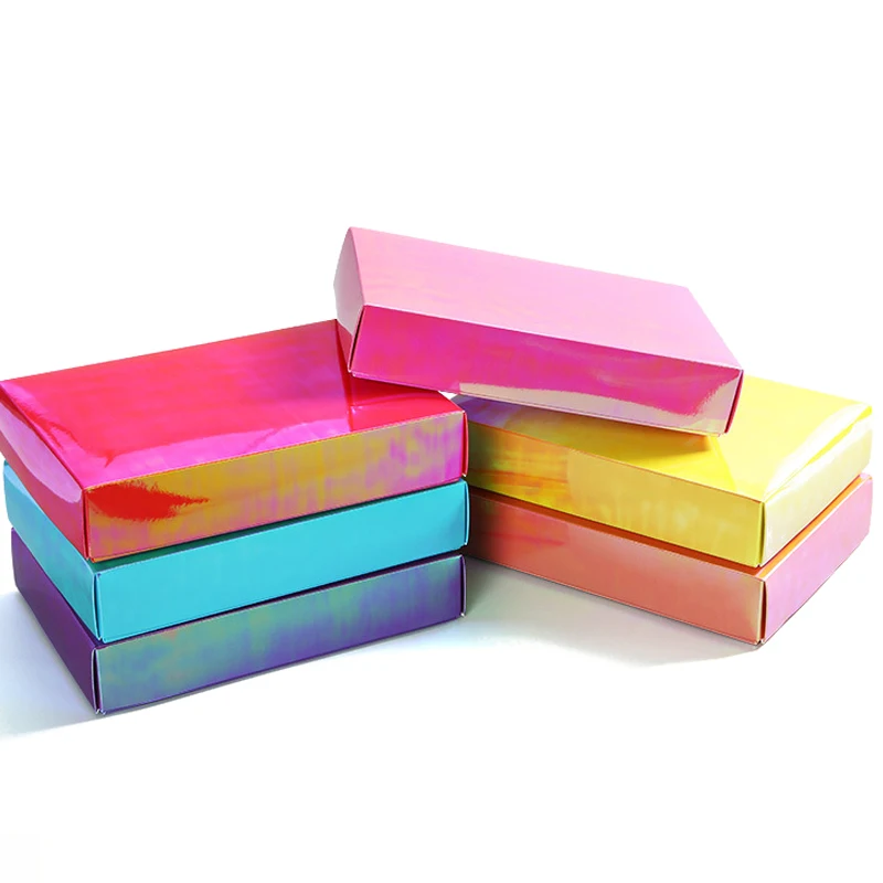 

Laser Rainbow Carton Candy Chocolate Gift Box Heaven and Earth Cover Storage Box for Silk/Scarf/Pajamas/T-shirt Packaging 10Pcs