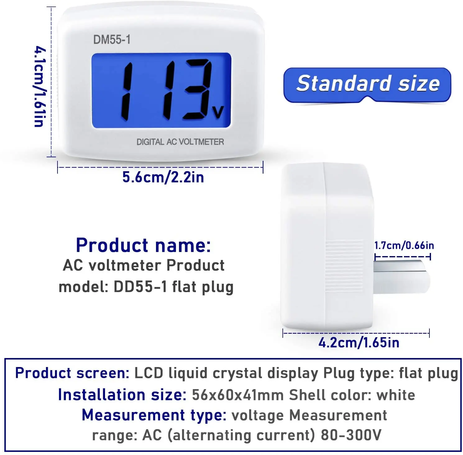 Цифровой вольтметр переменного тока 110 В 220 с вилкой Стандарта ЕС США измеритель