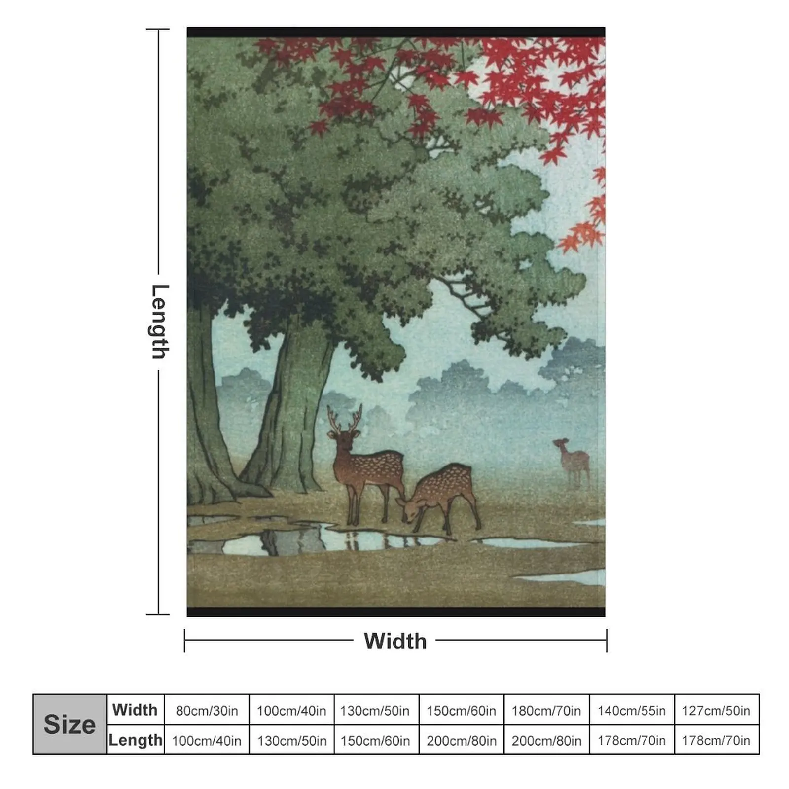 Олень Nara Park от Kawase Hasui пледы одиночные гигантские одеяла для дивана