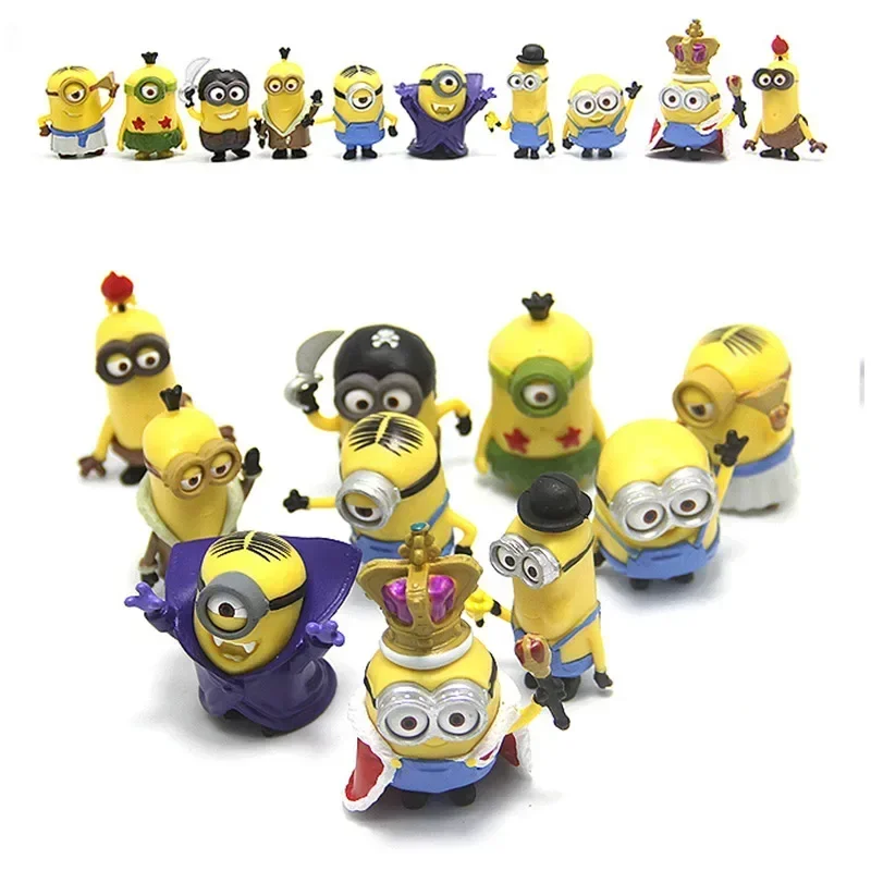 Фото Набор из 10 фигурок-игрушек Kawaii Minions с 3D-глазами, фигурки-герои из мультфильма «Гадкий я», подарки на Рождество для детей №5