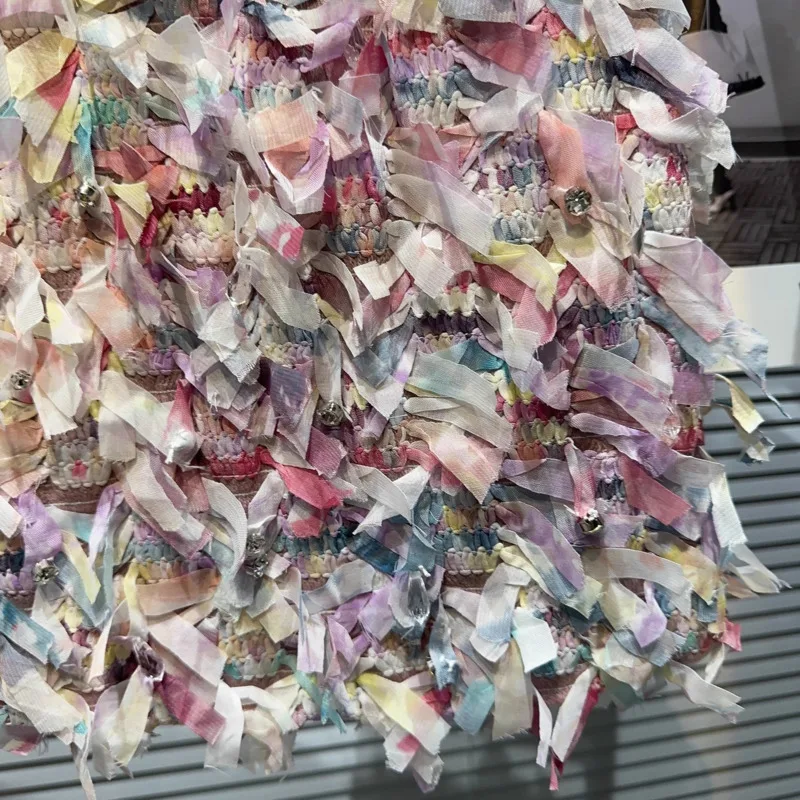 Женский комплект с блестящими ромбовидными юбками DEAT стильный облегающий жилет