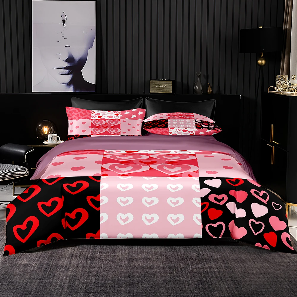 Light Purple Bedding Set Well Made Duvet Cover Dark Blue Lattice Pattern for Queen King Size Home Textiles with Pillowcase | Дом и сад