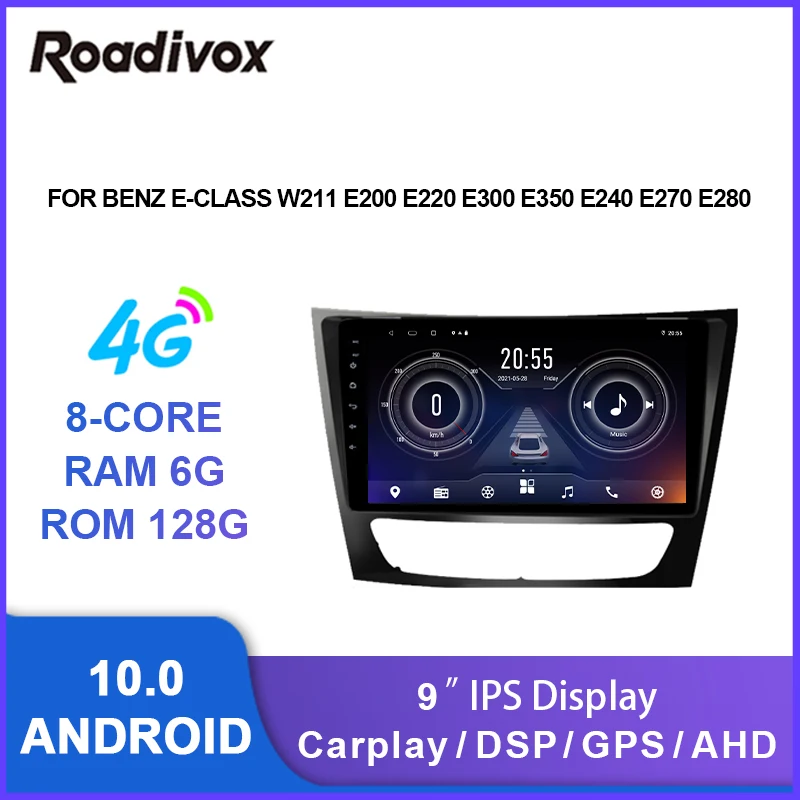 Автомагнитола 9 дюймов мультимедийный стерео-плеер на android 10 0 с gps для Benz E-class W211 E200