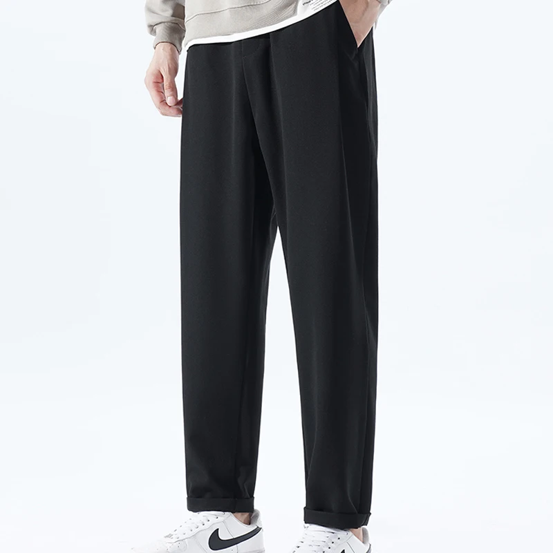 

Брюки мужские из вискозы, однотонные свободные дышащие Прямые повседневные штаны со средней талией, тонкие быстросохнущие спортивные