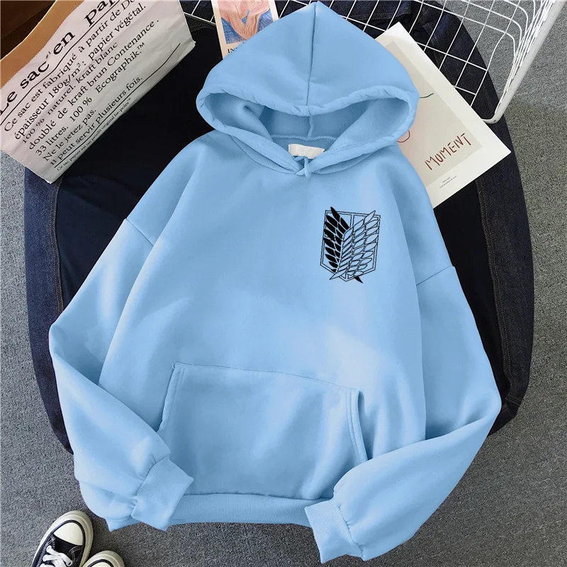 

Fashion Mens Anime Sweatshirts Fall Fleece Harajuku Casual Streetwear Hoodie Attack on Titan Cartoon Print Pullover Sweatshirts