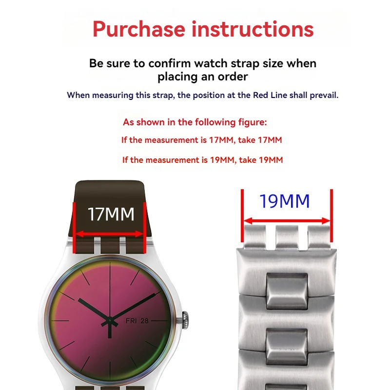 Фото Ремешок для часов из нержавеющей стали для Swatch YGS749G YCS YAS, студенческий ремешок, металлический стальной ремень, мужская и женская цепочка для часов, браслет 17 мм 19 мм №5