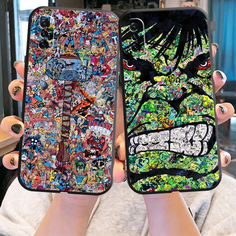 

Marvel Comics Phone Case For Xiaomi Note 10 Pro Lite 10S 10 Pro Lite TPU Shell Smartphone Back Liquid Silicon Black Original