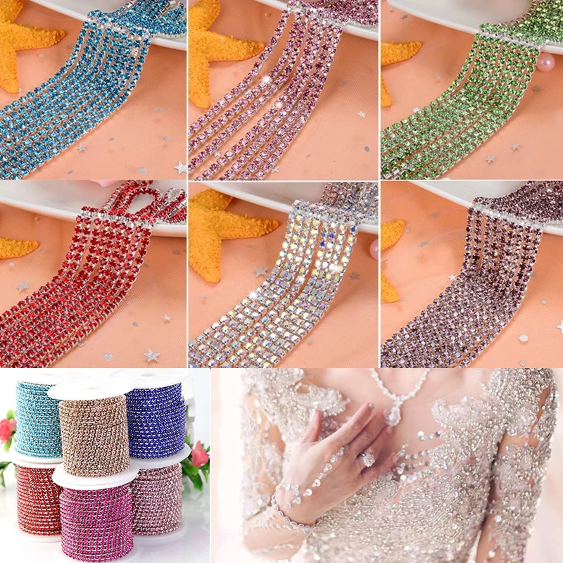 Цепочка со стеклянными кристаллами, 35 цветов, 1 ярд/шт.