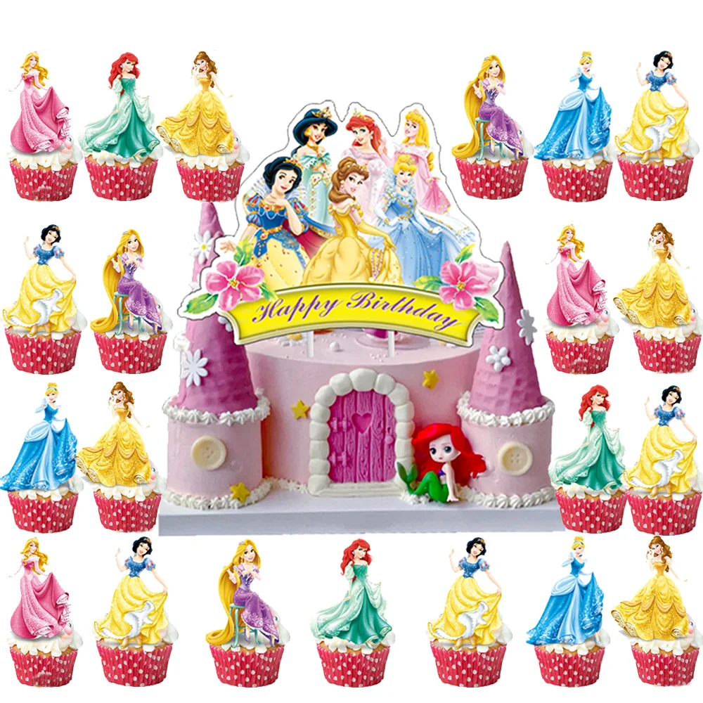 

Disney Princess Party Decorations Set Cake Topper Happy Birthday Banner Balloons Decor Baby Shower For Kids Girls Party Supplies