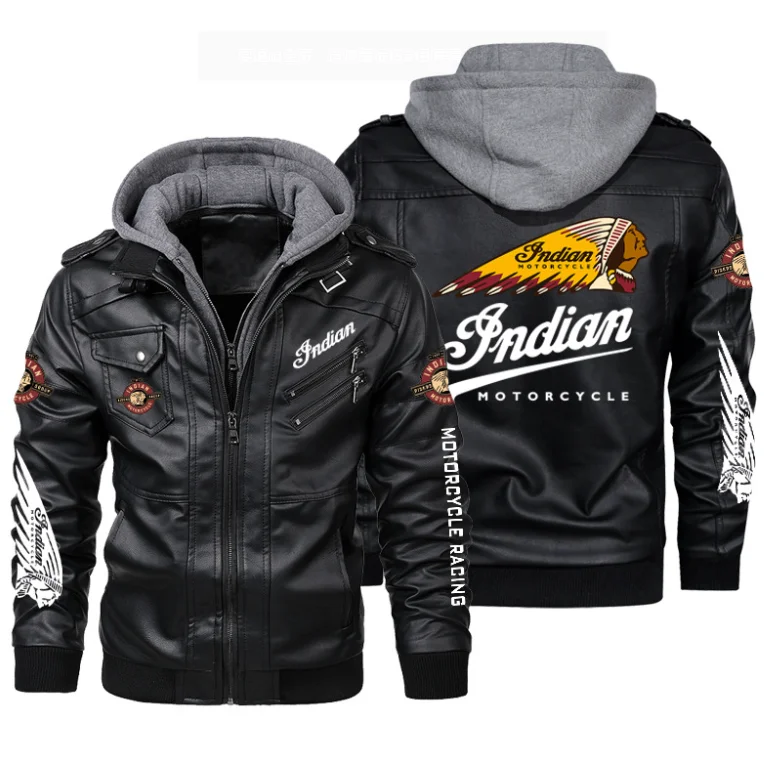 New bomber Indian moto logo Men's Leather Jackets Autumn Casual Motorcycle PU Jacket Biker Leather Coats Brand Clothing EU Size