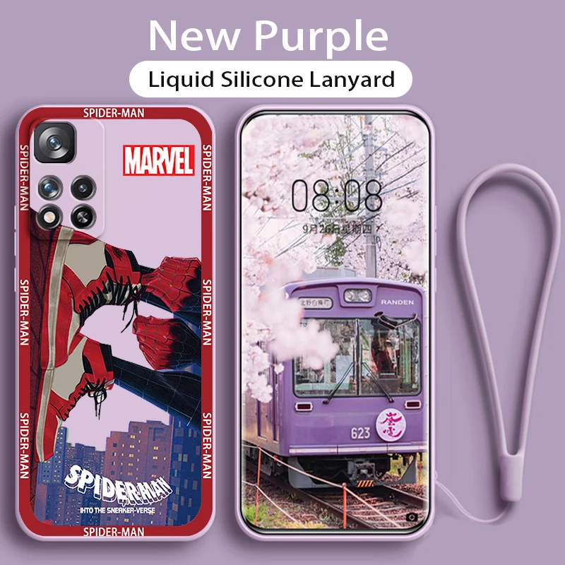 

Marvel Spiderman Superhero Liquid Rope TPU Cover Phone Case For Xiaomi Redmi Note 11 11S 11T 10S 10 9S 9T 9 8T 8 Pro Plus 5G