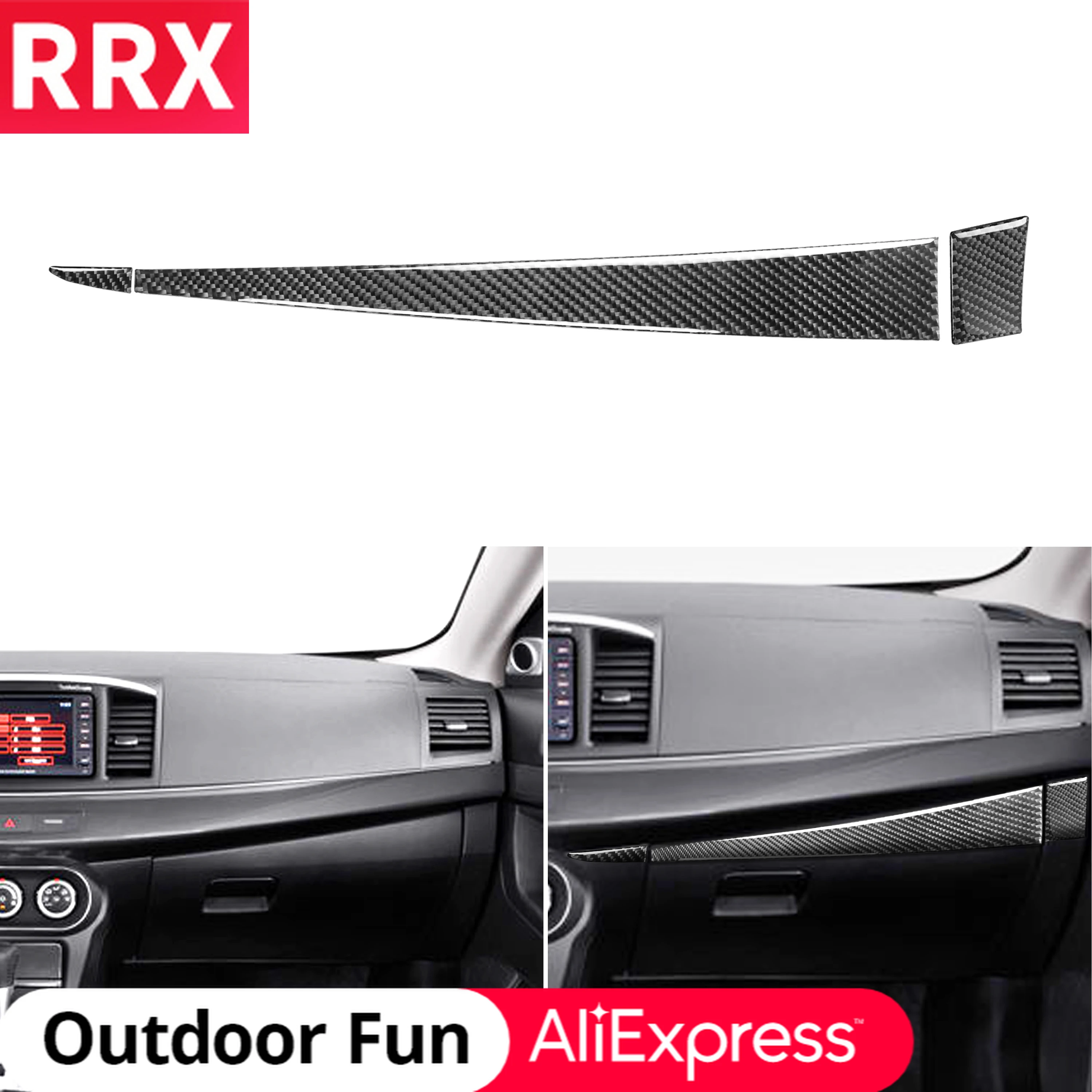 

For Mitsubishi Lancer GT GTS ES DE 2008-2015 Carbon Glove Box Trim Sticker Co-pilot Storage Modified Cover Strip Car Accessories