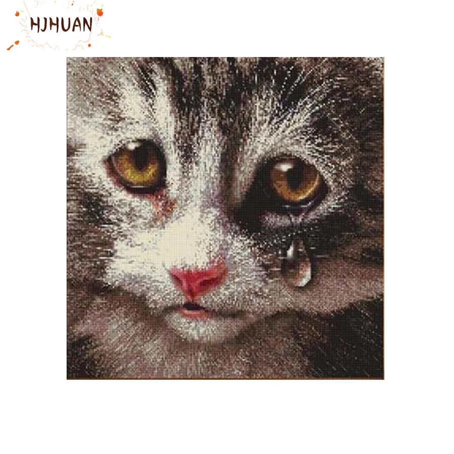 

New 5D crystal Round diamond painting abstract art cat tears DIY diamond painting embroidery Home Decor diamond mosaic art gift