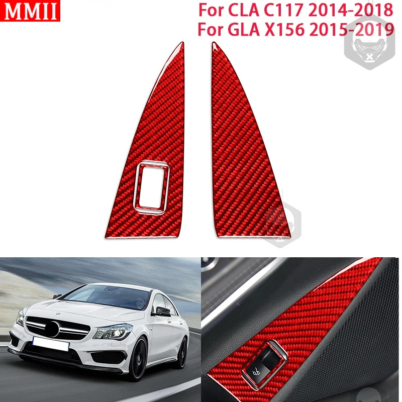 

MMII Real Carbon Fiber Interiors Car Trunk Button Frame Cover Decoration Sticker for Mercedes Benz CLA C117 GLA X156 2014-2019