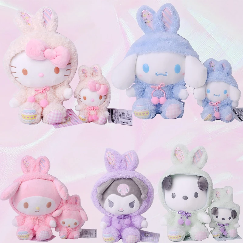 

Kawaii My Melody Kuromi Cinnamoroll Cosplay Rabbit Plush Doll Hello Kitty Plush Toy Anime Stuffed Animals Pendant Girl Kids Gift