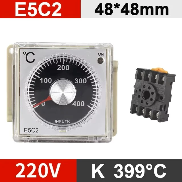 

E5C2 E5C4 Ручка указателя регулятора температуры Цифровой дисплей переменного тока 220 В 0-399 ℃ Релейный выход К Вход с розеткой
