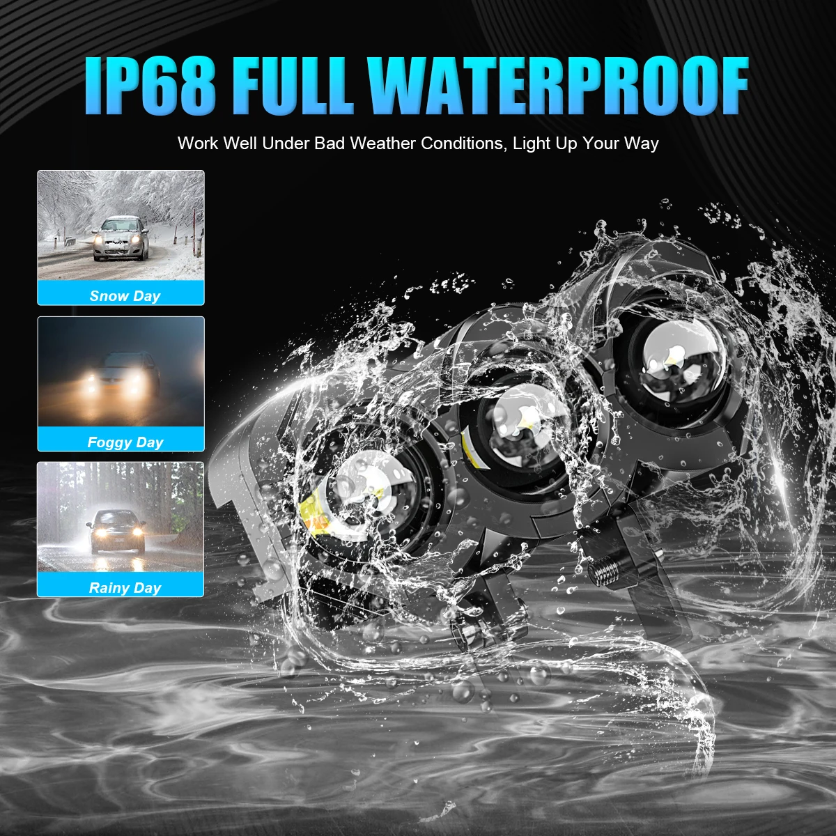 Супер Яркий Мотоциклетный Проектор Рабочая Световая Панель С 3 Линзами Для