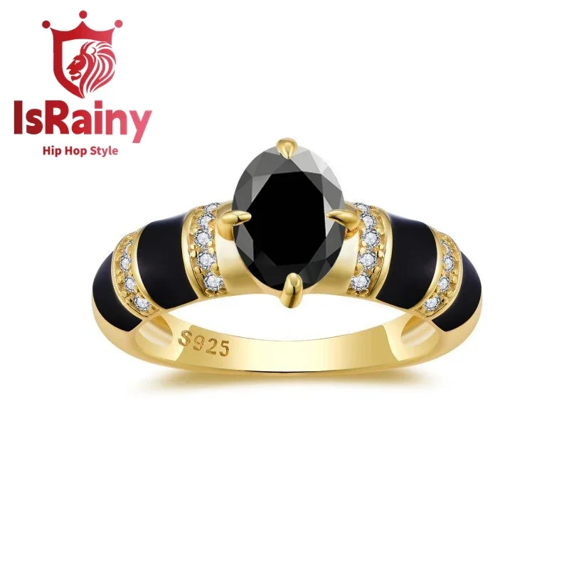 IsRainy в стиле хип-хоп рок твердые 100% Искусственные серебряные овальные кольца