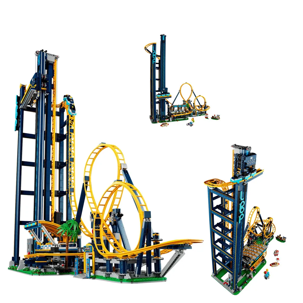 

2022 New 3756PCS 10303 Loop Roller Amusement Park Coaster City Fairground StreetView Technical Building Block Brick Toy Kid Gift