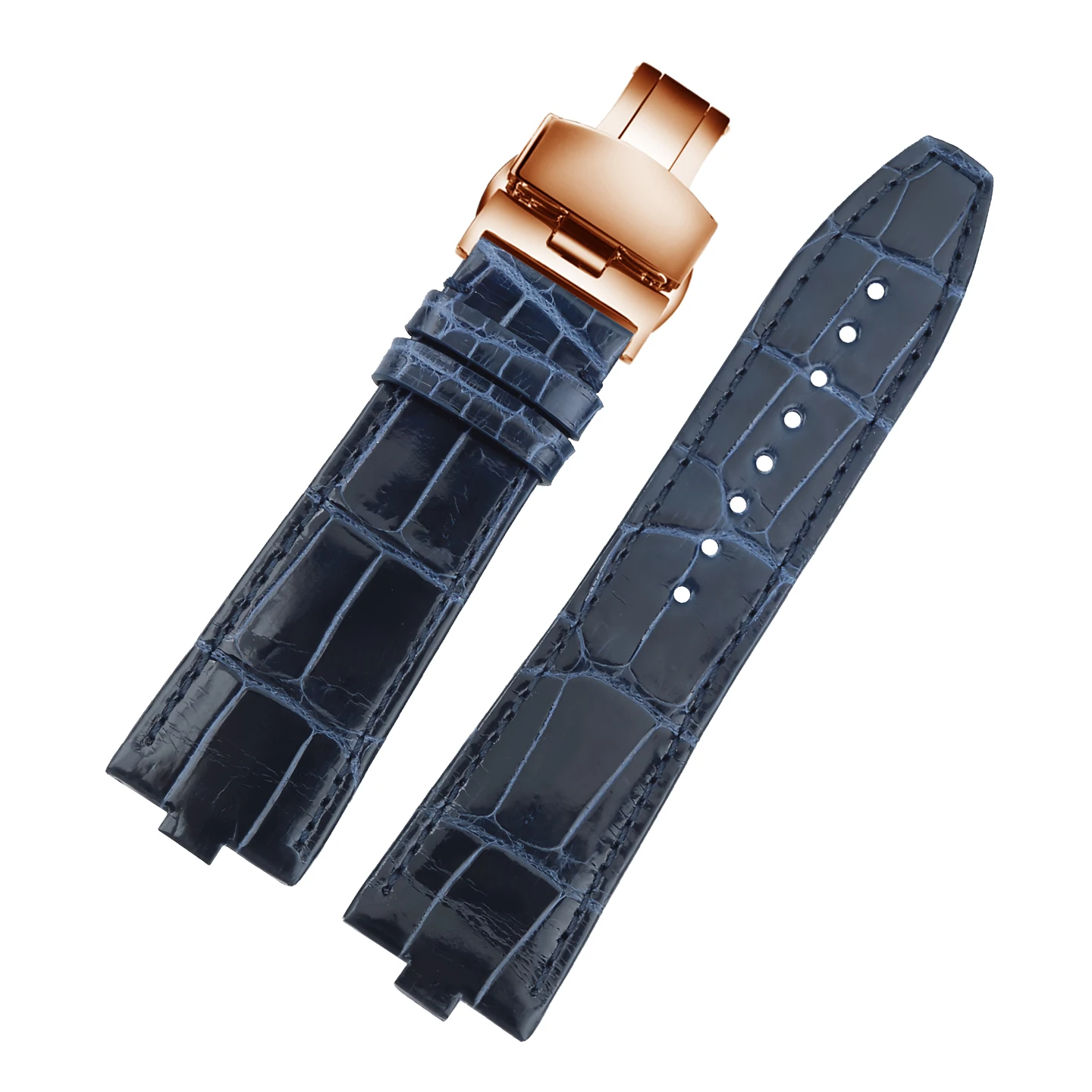 Для мужских часов Vacheron Constantin моделей Overseas 4300V, 4500V, 5500V: ремешок из натуральной кожи аллигатора, 24 мм x 7 мм. (art.: 3920da0a047e8) - 3920da0a047e8