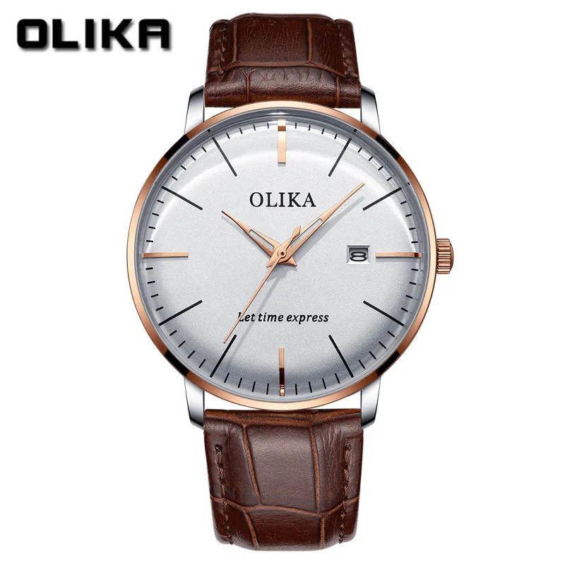 

Часы OLIKA Мужские кварцевые, водонепроницаемые светящиеся брендовые люксовые Спортивные Повседневные, в стиле милитари, с кожаным ремешком