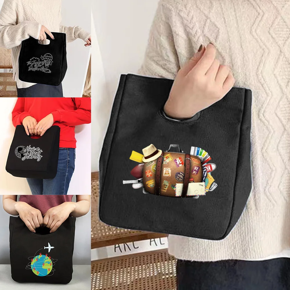 

2022 Canvas Thermal Lunch Box Clutch Bags Outdoor Picnic Dinner Container Organizer Pack Bag for Travel,office Food Storage Bag