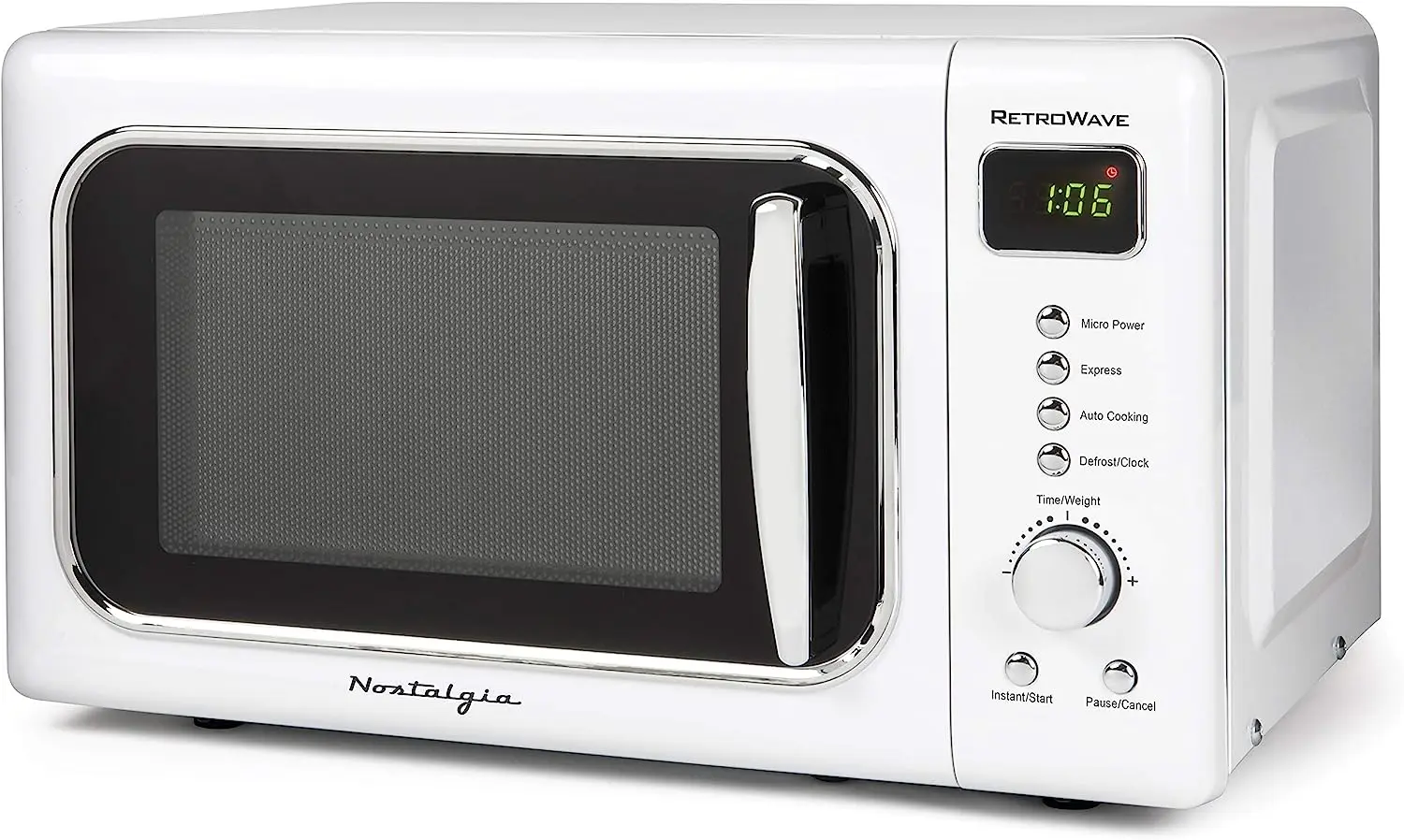 

Retro Compact Countertop Microwave Oven 0.7 Cu. Ft. 700-Watts with LED Digital Display, Child Lock, Easy Clean Interior, White