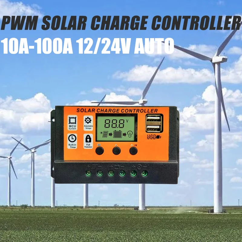 Автоматический контроллер заряда солнечной батареи 12 В 24 ШИМ контроллеры