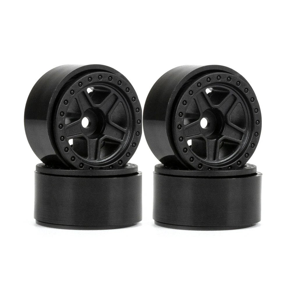 

4pcs Plastic 5-Spokes 1.0 Beadlock Wheel Rim for 1/24 RC Crawler Car Axial SCX24 Upgrade Parts