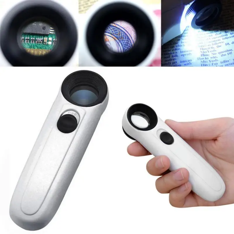 40 Times LED Light Handheld HD Magnifier Glass PCB Circuit Board Repair Tools Mini Microscope Magnifying Glass Jewelry Loupe