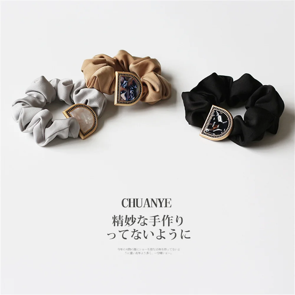 Винтажная однотонная резинка для волос с английской надписью D плиссированные