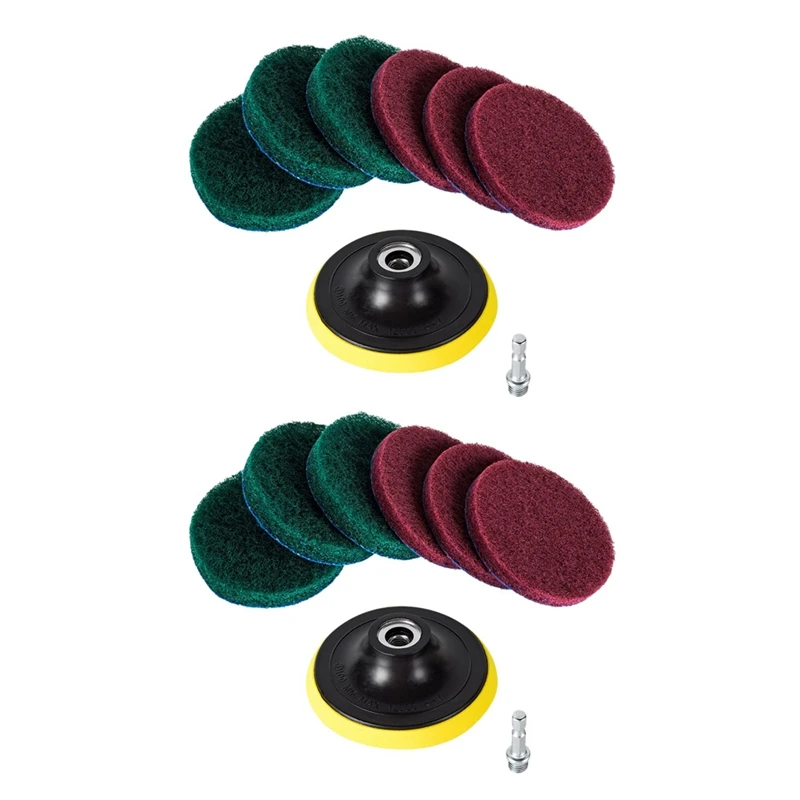 

TOP 2X 4 Inch Drill Power Brush Tile Scrubber Scouring Pads Cleaning Kit, Heavy Duty Household Cleaning Tool