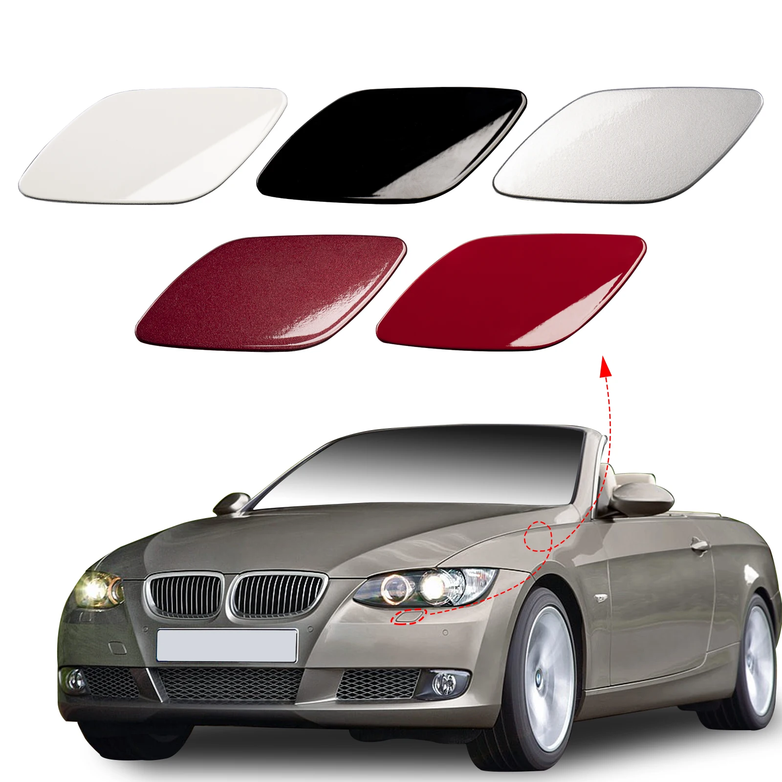 

Front Bumper Headlight Washer Cover Cap For 2007-2010 BMW 328i 335i E92 E93 Coupe Convertible Left Right 61677171659 61677171660