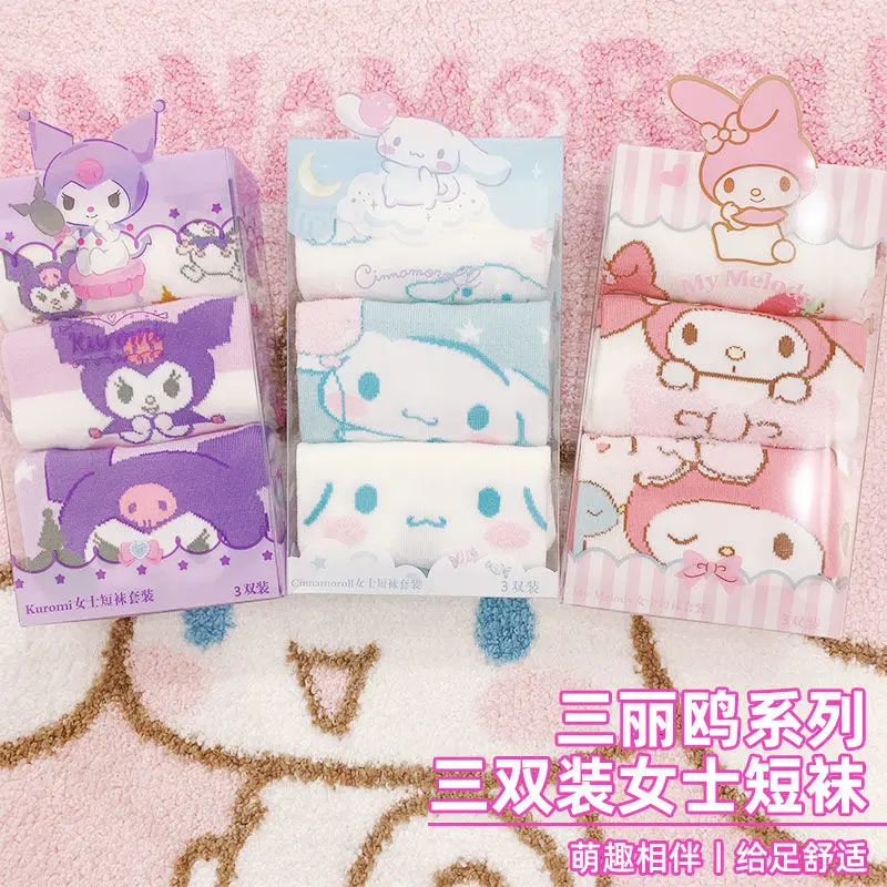 

Sanrioed Kawaii Kuromi Cinnamoroll Women's Socks Melody Summer Thin Breathable Women's Cute Socks