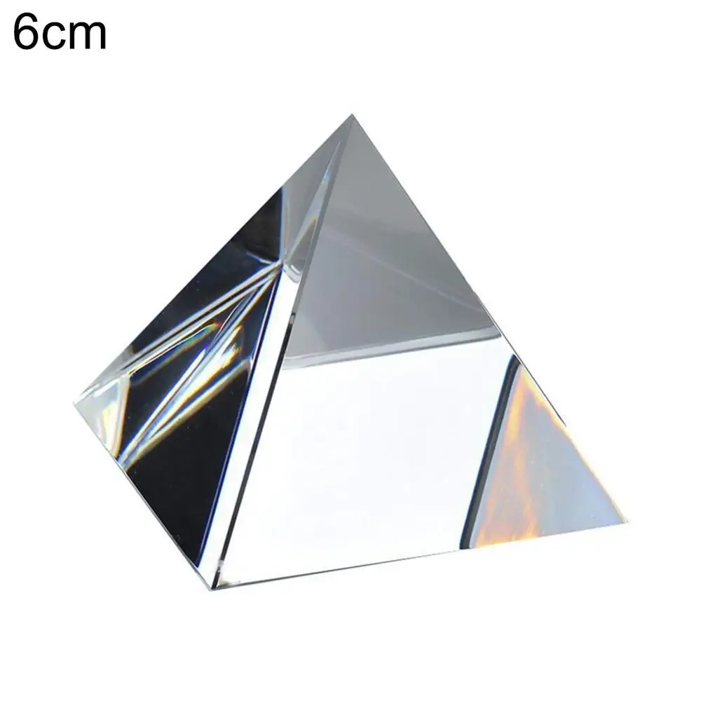 

5/6/7/8cm Clear Glass Faux Crystal Pyramid Prism Crafts Home Office Ornament Set